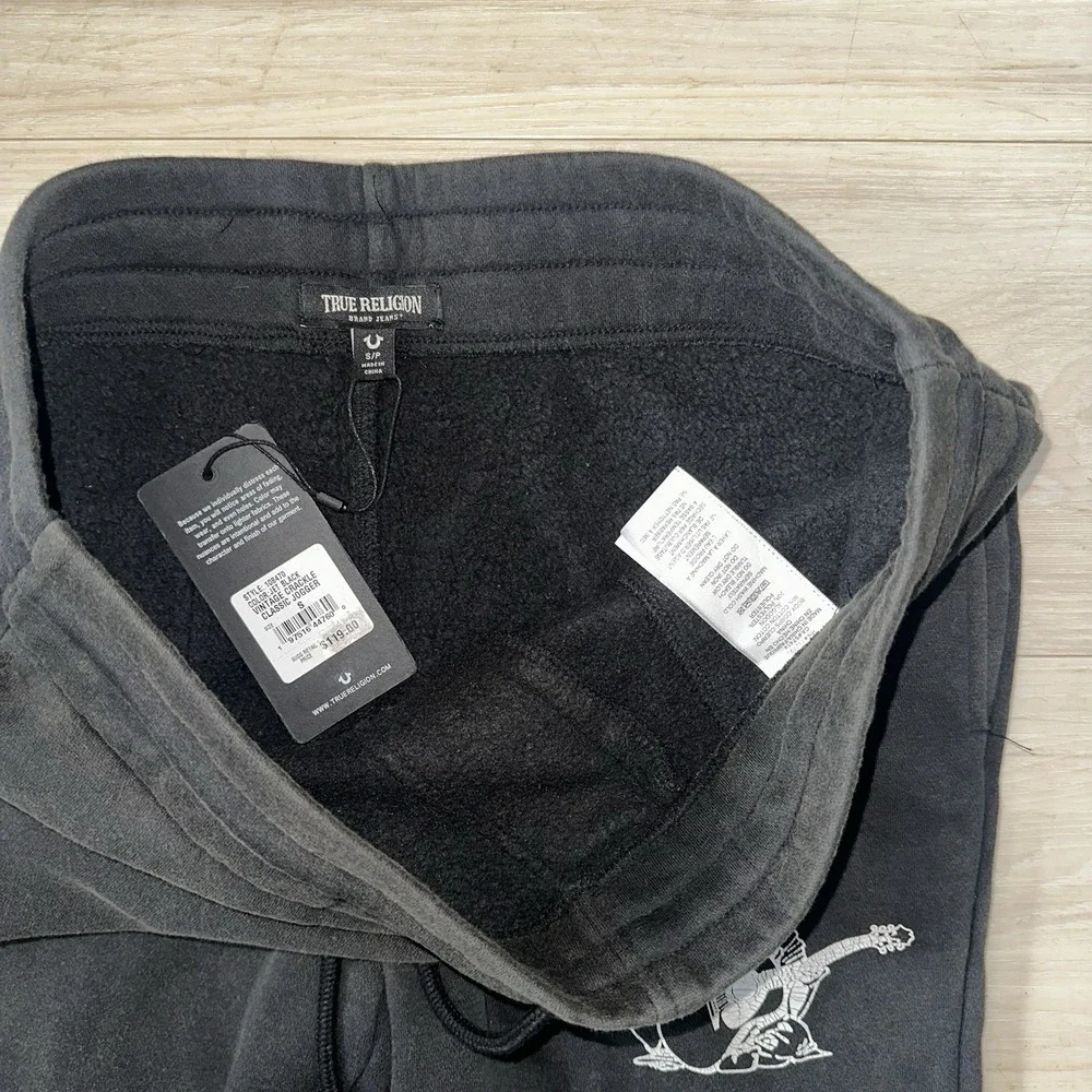 True Religion Men's‎ Crackle Classic Logo Jogger Sweatpants Black Size Small NWT